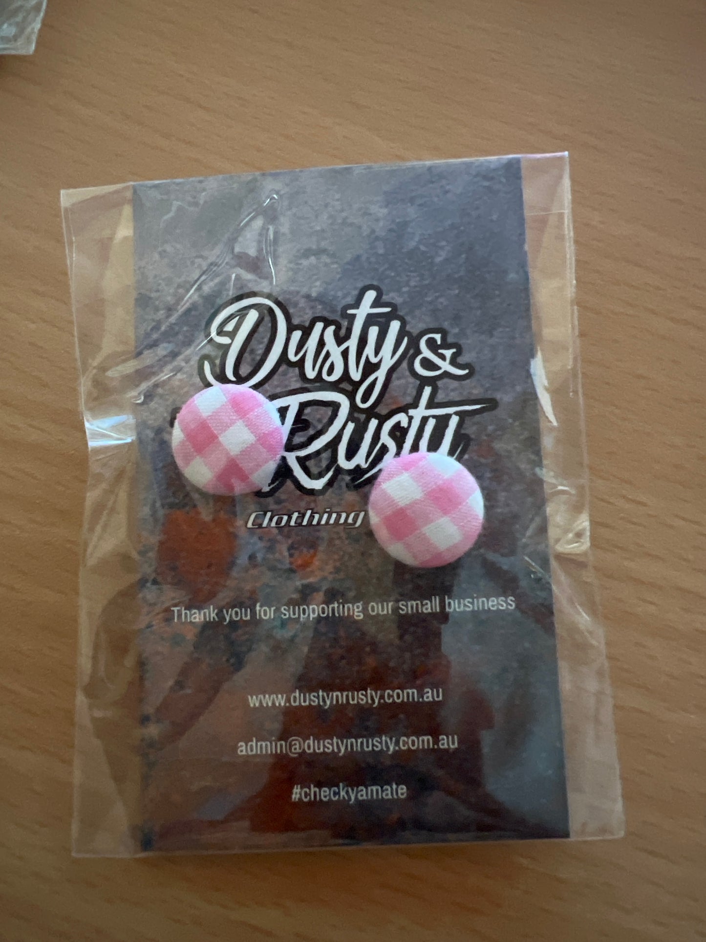 Small Check Stud Earrings-050