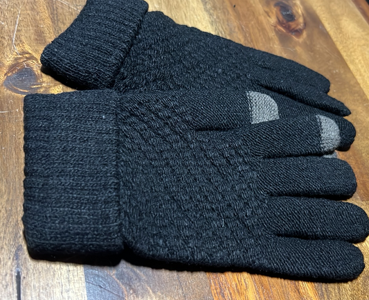 Black & Grey Knit Gloves