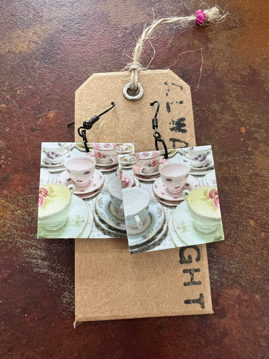 Crazy Tea Set Earrings (3x3cm)