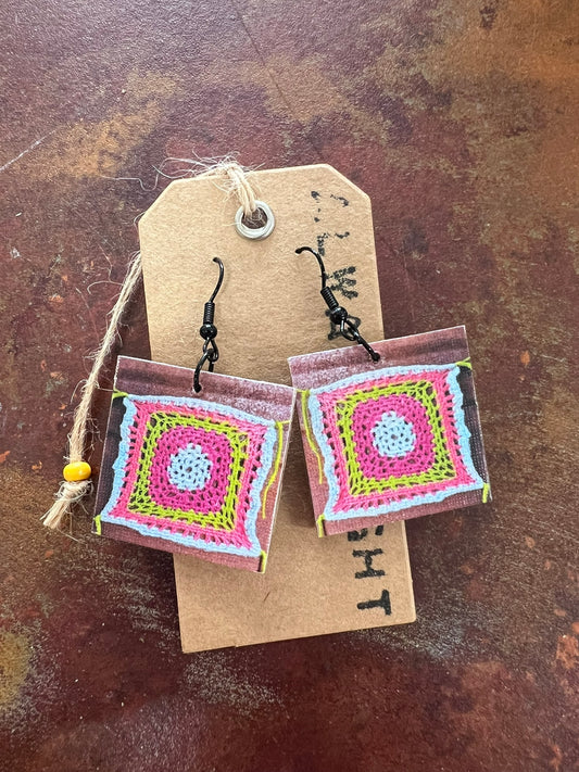 Open Pink Flower Earrings (3x3cm)