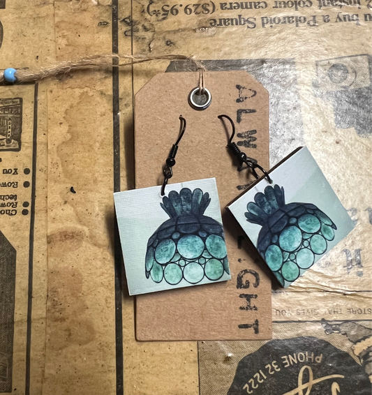 Green Light Shade Earrings (3x3cm)