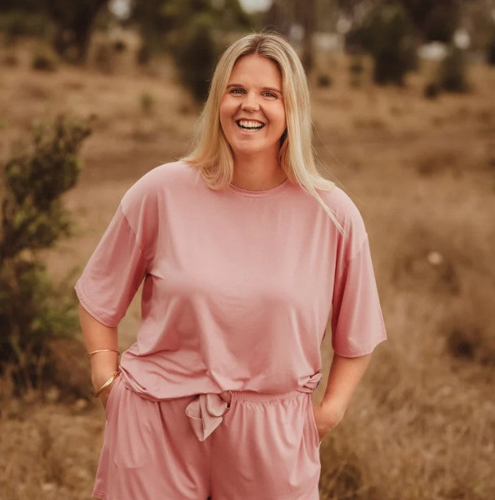 Lazee Luxe PJ Top - Dusty Pink