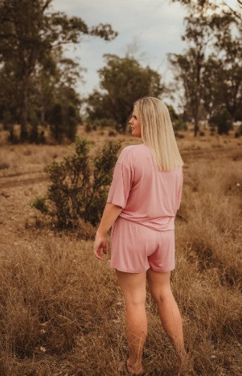 Lazee Luxe PJ Shorts - Dusty Pink