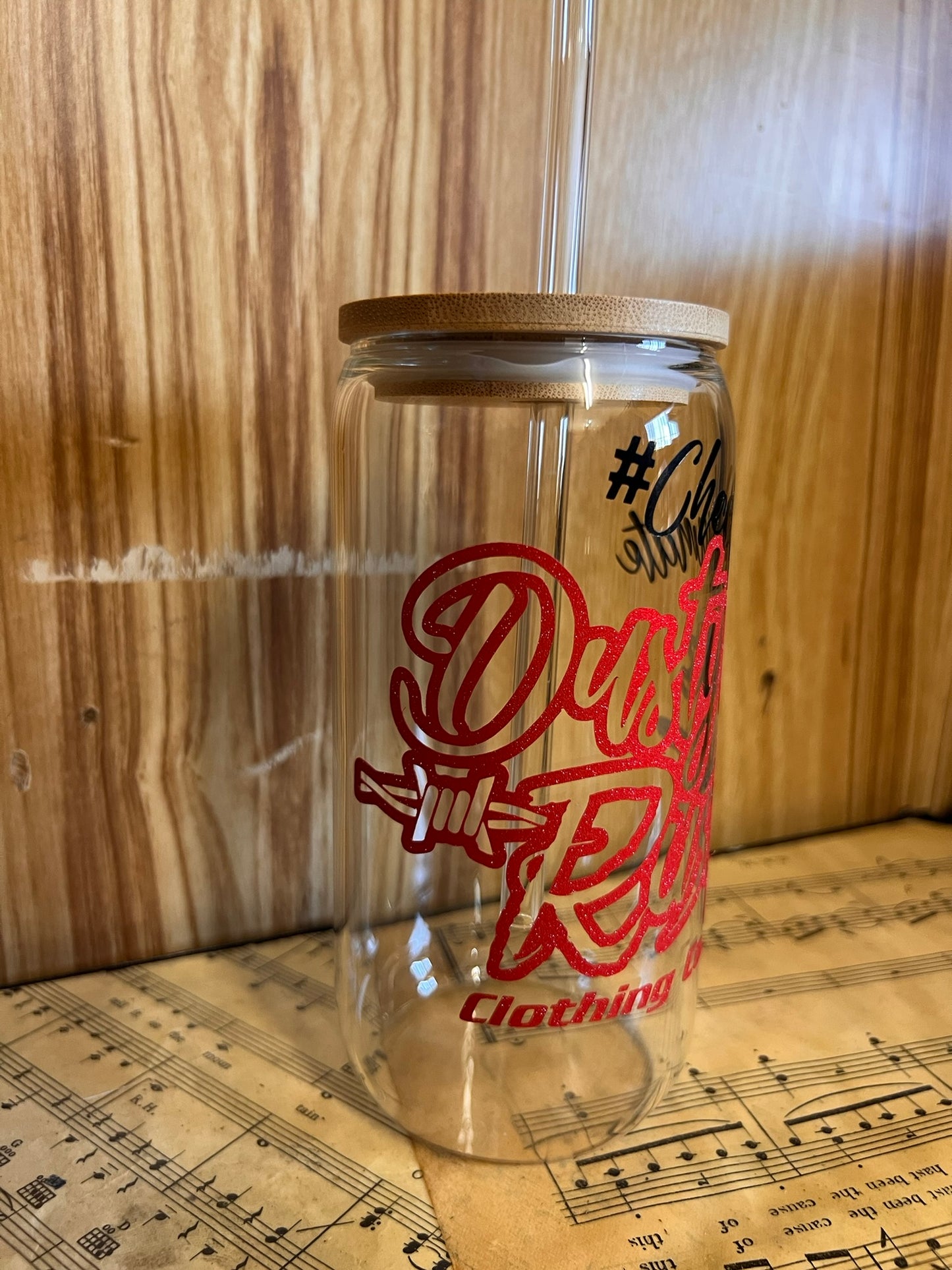 Red Glitter Logo - Glass Cup
