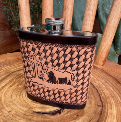Outback King | Flask | Tooled Cross & Stallion