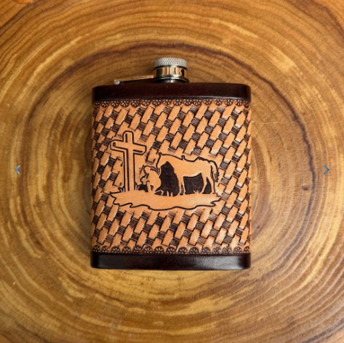 Outback King | Flask | Tooled Cross & Stallion