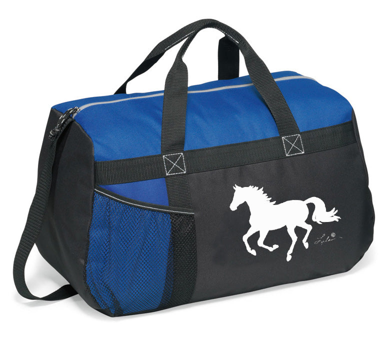 Blue Overnight Bag - Lila Horse Print