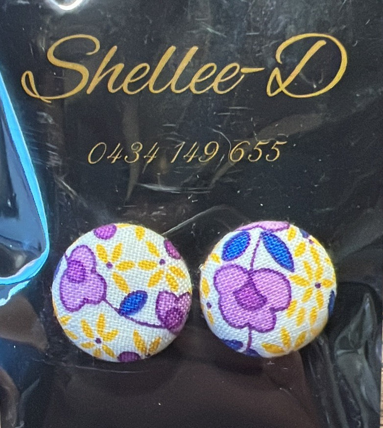Earrings by Shellee-D - Mauve & Yellow floral