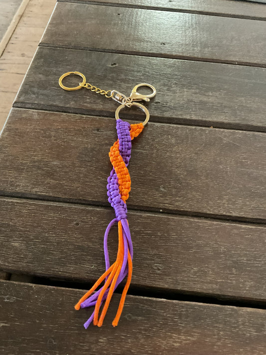 Handmade key ring - Metallic Purple & Orange