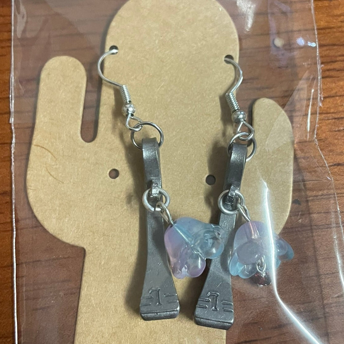Horse Shoe nail Earrings with Charms
