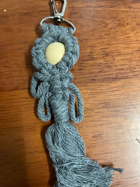 Handmade Macrame Keyring - beaded