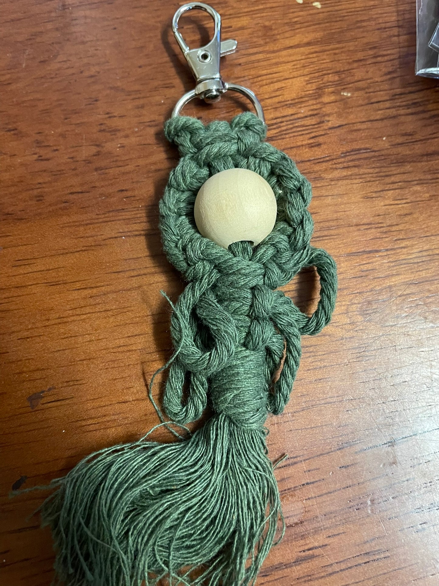 Handmade Macrame Keyring - beaded