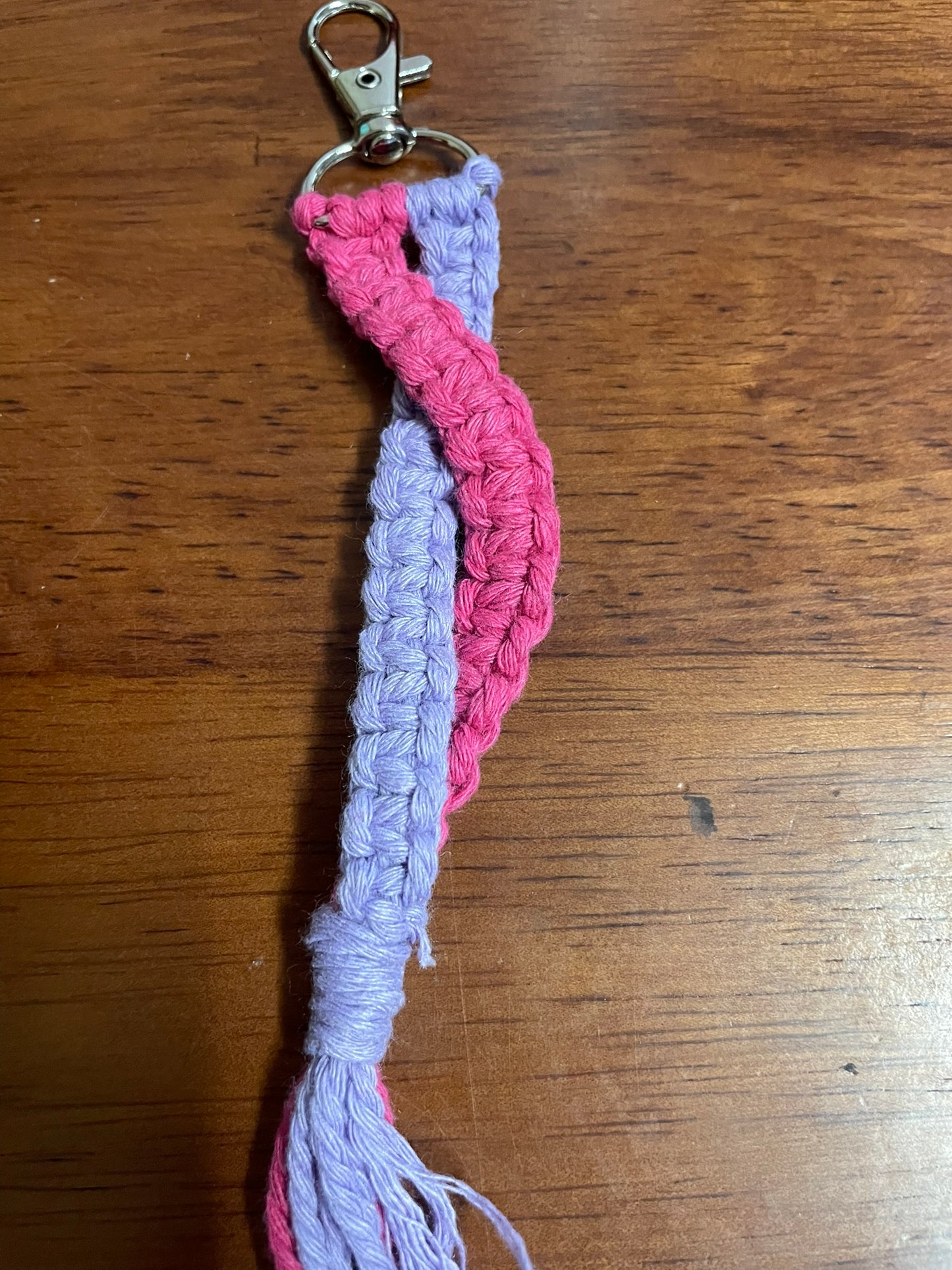 Handmade Macrame Keyring - Pink & Purple
