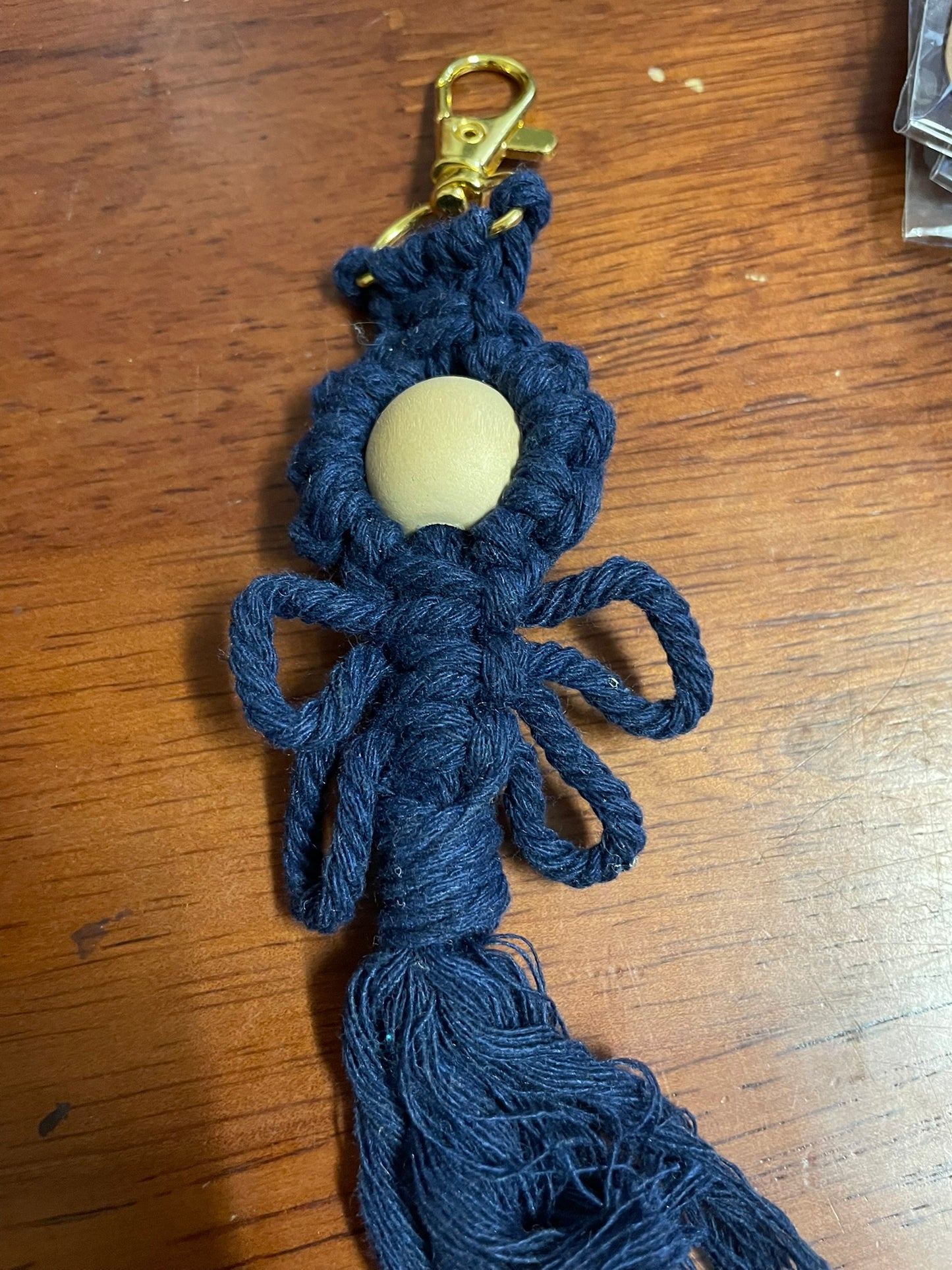 Handmade Macrame Keyring - beaded