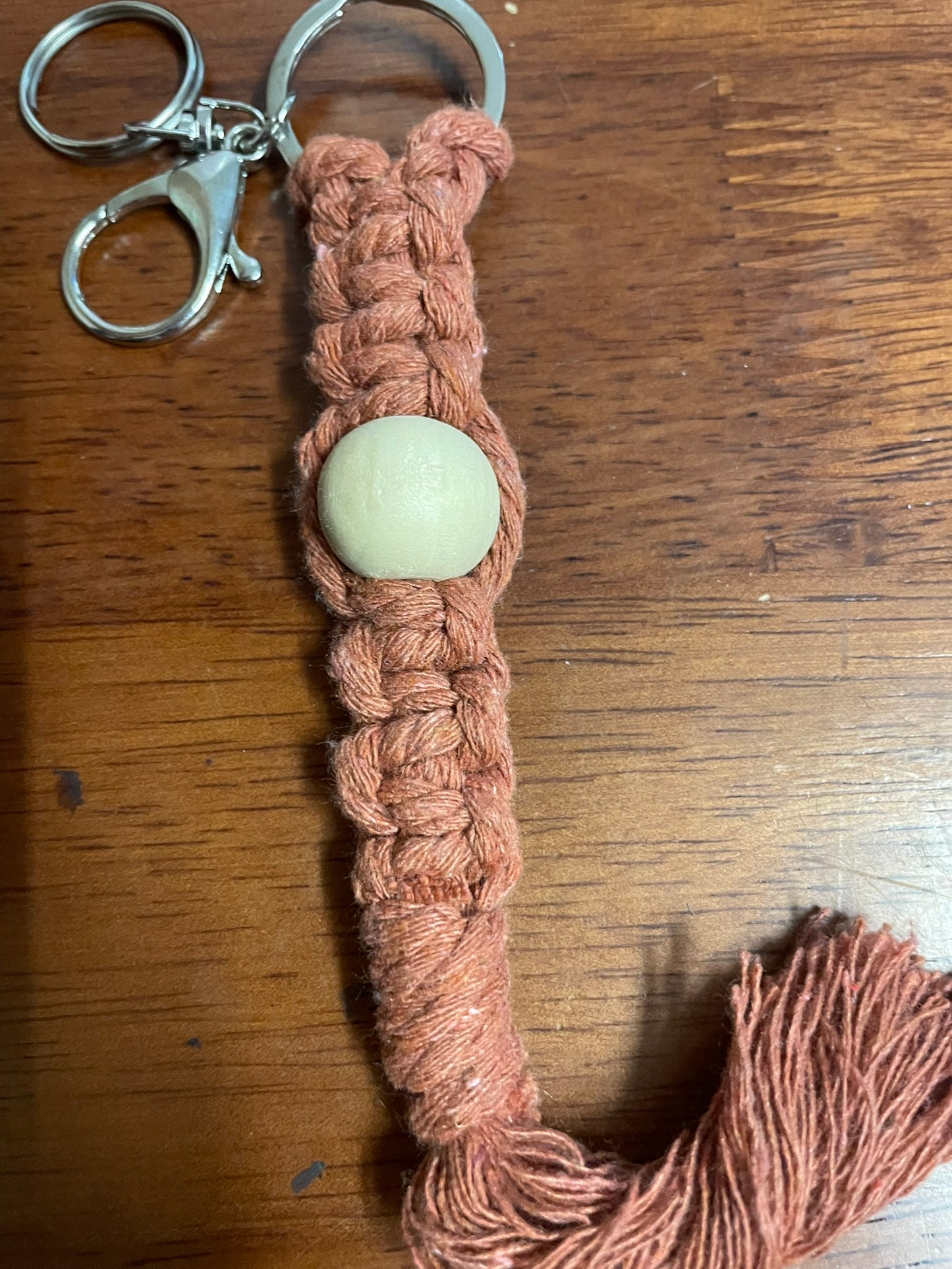 Handmade Macrame Keyring - beaded