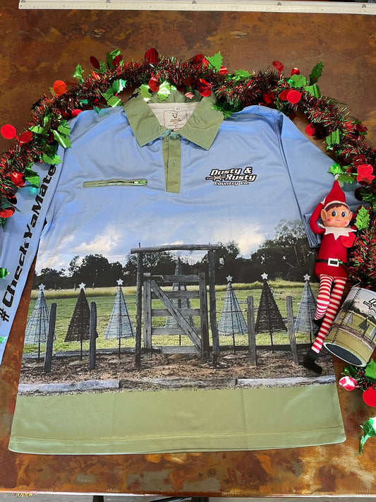 Barbed Wire Tree Fishing Shirt - Blue - Kids