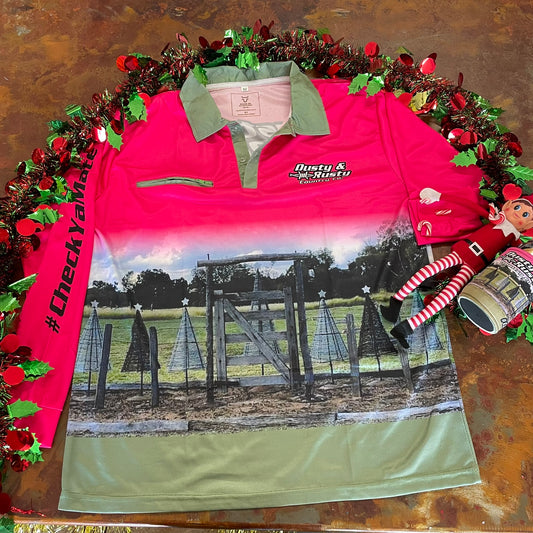Barbed Wire Tree Fishing Shirt - Pink - Kids