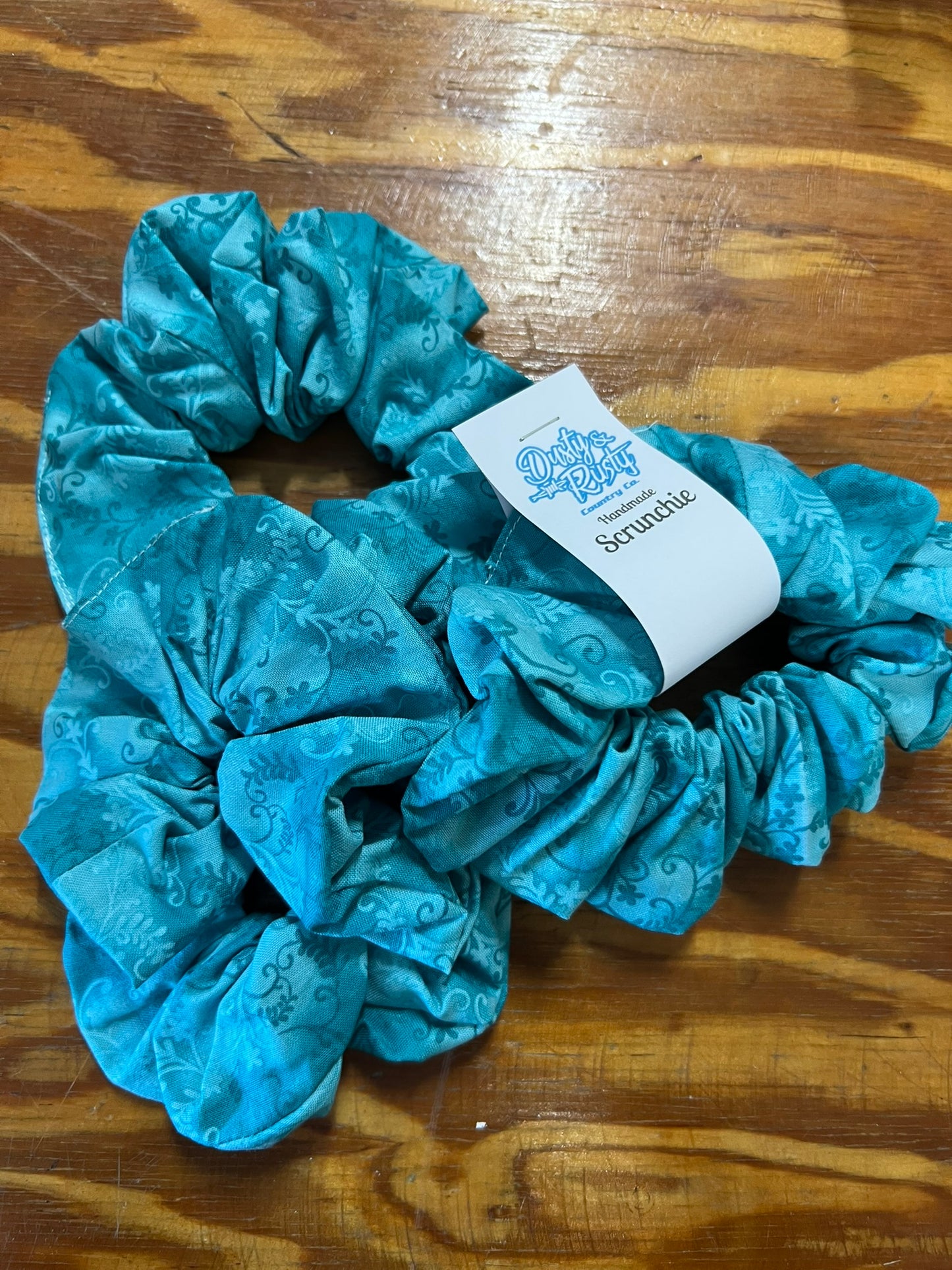 Turquoise Vines Scrunchie