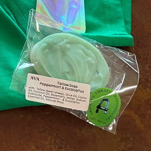 Tallow Soap - Peppermint & Eucalyptus - Aromatic Vibrations Apothecary