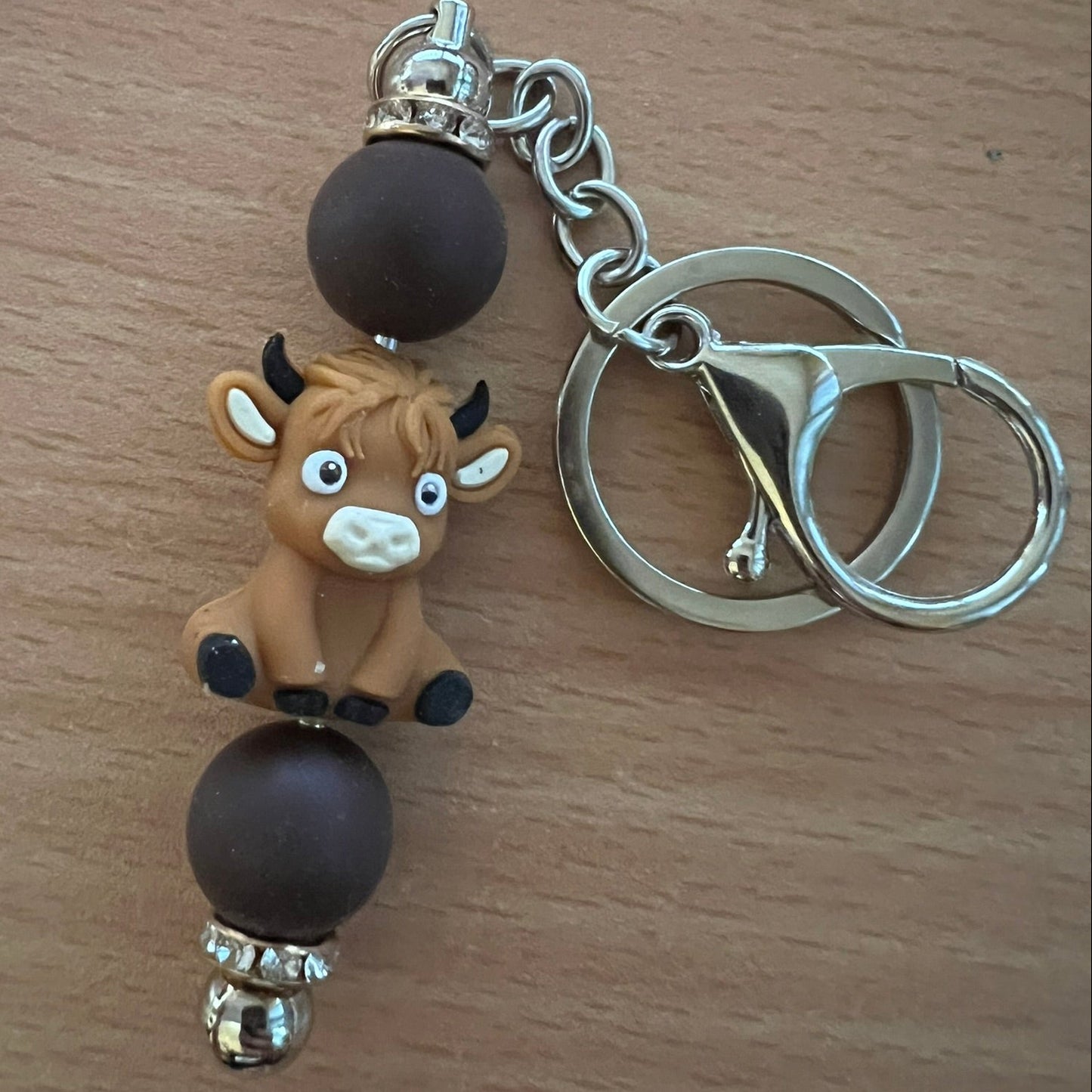 Beaded Keyring - Brown Highland