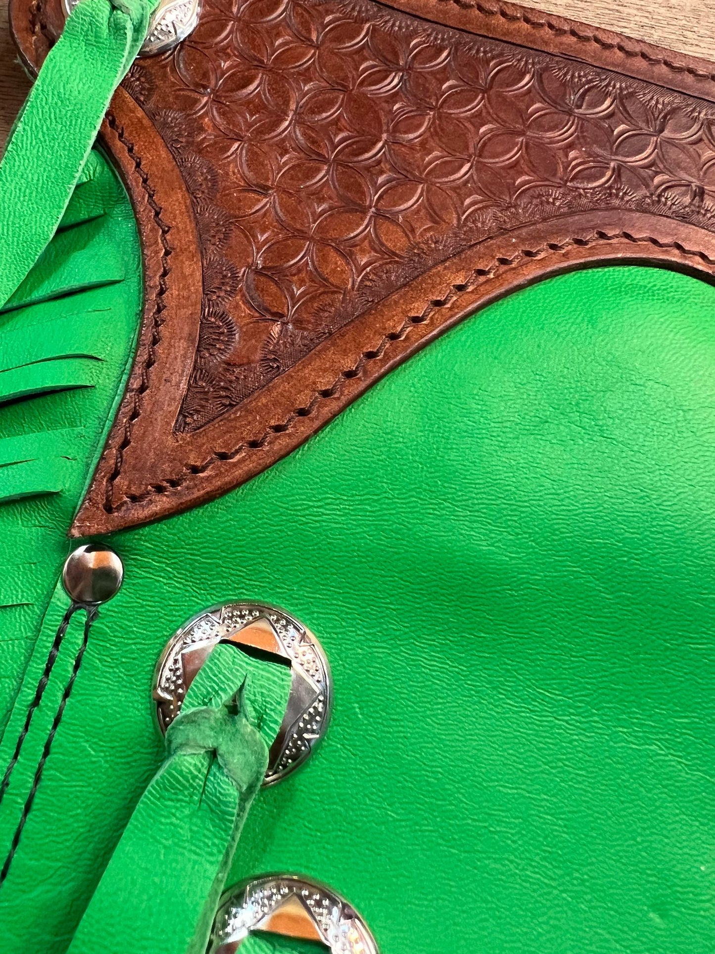 Handmade Leather Chap Bag - Green