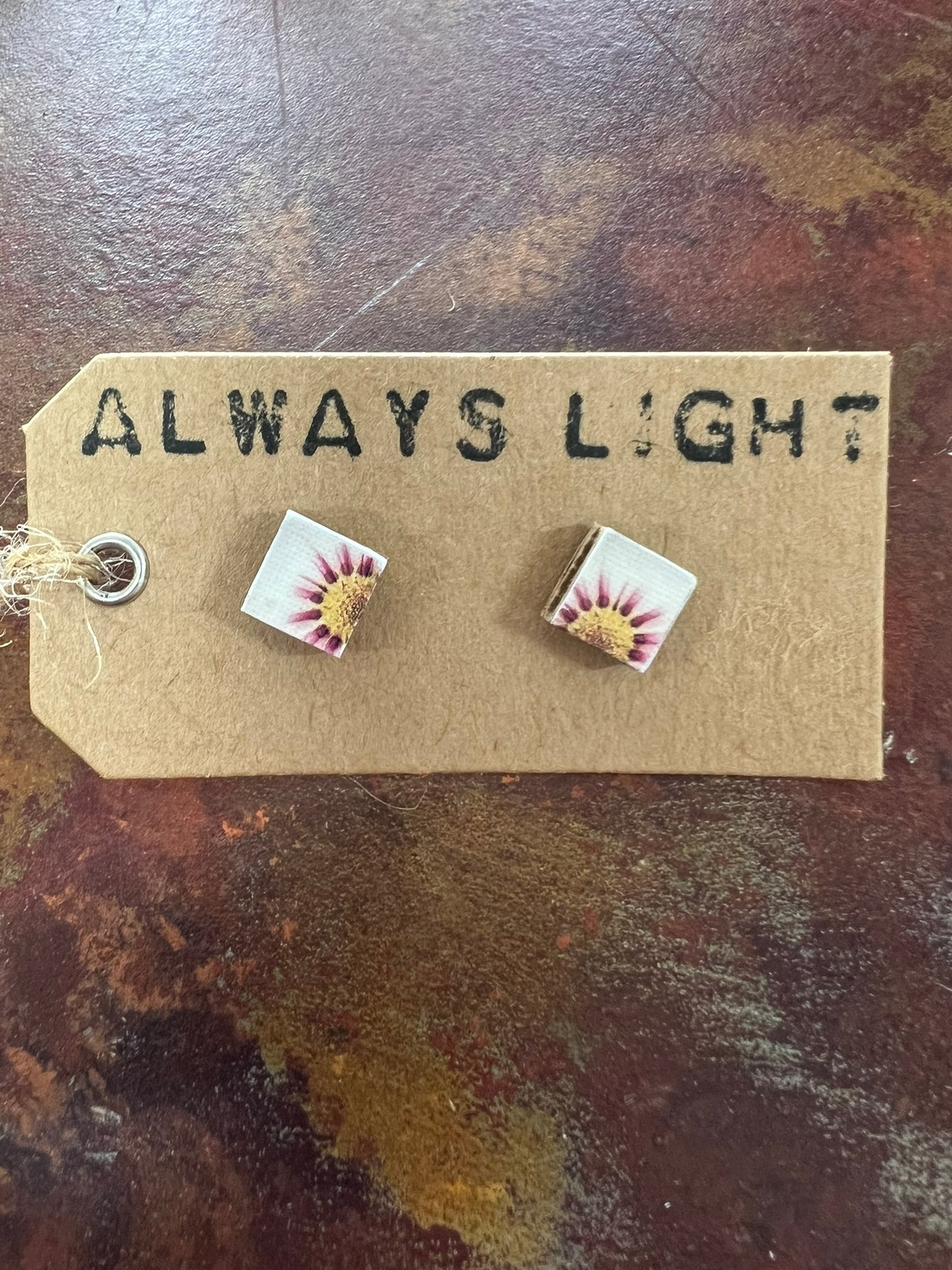 Pink White Daisy Stud Earrings