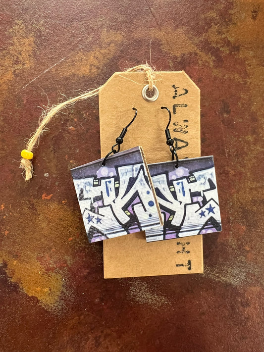 Purple Graffiti Earrings (3x3cm)