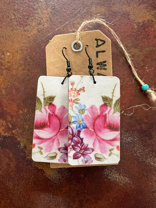 Painted Rose Earrings (3x5cm)