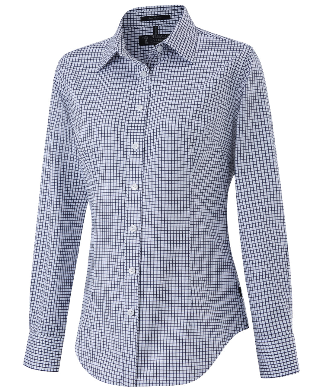 Pilbara Women's L/S Shirt - Navy/White