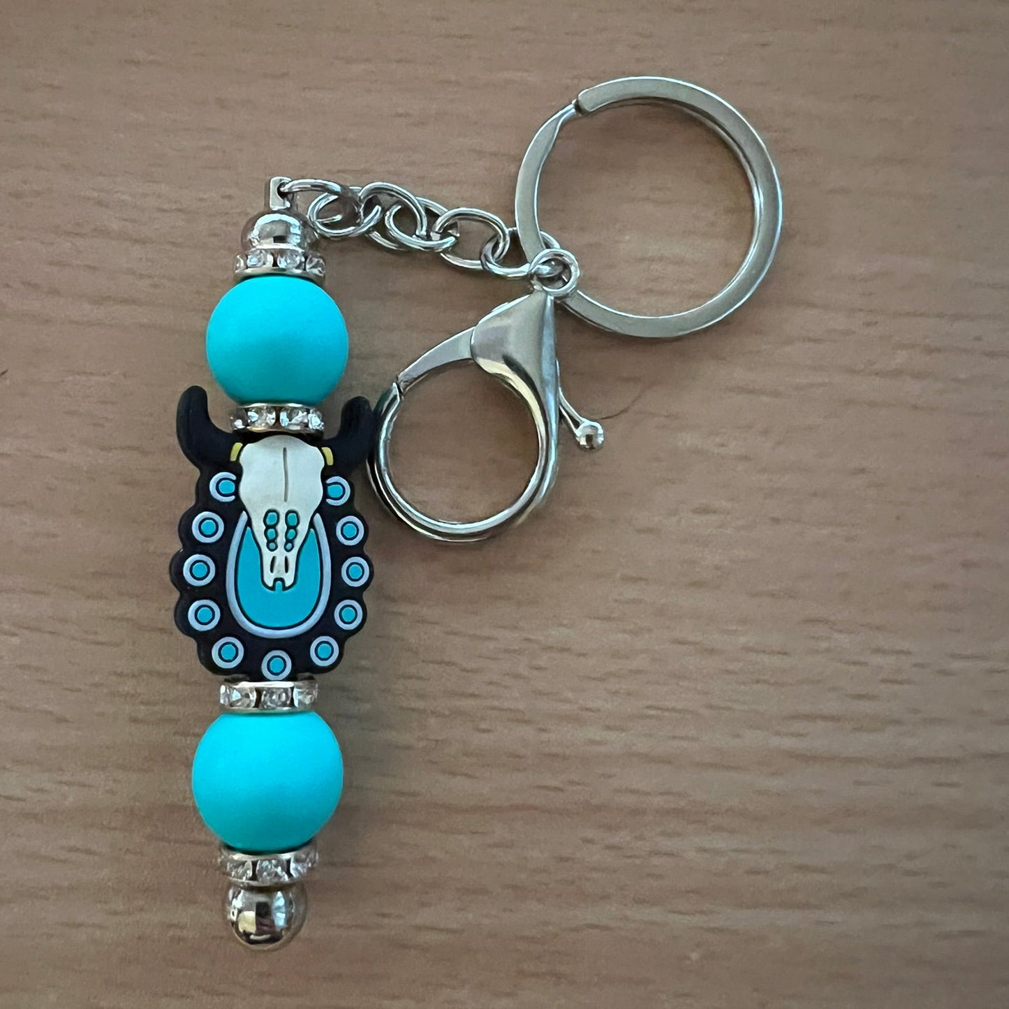 Beaded Keyring - Turquoise Skull
