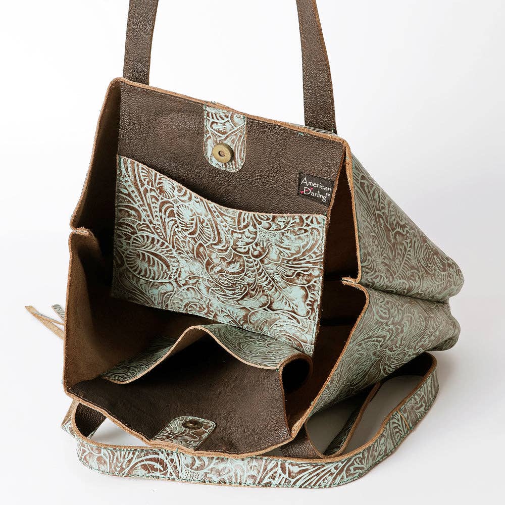 Tote Embossed Genuine Western Leather Women Bag