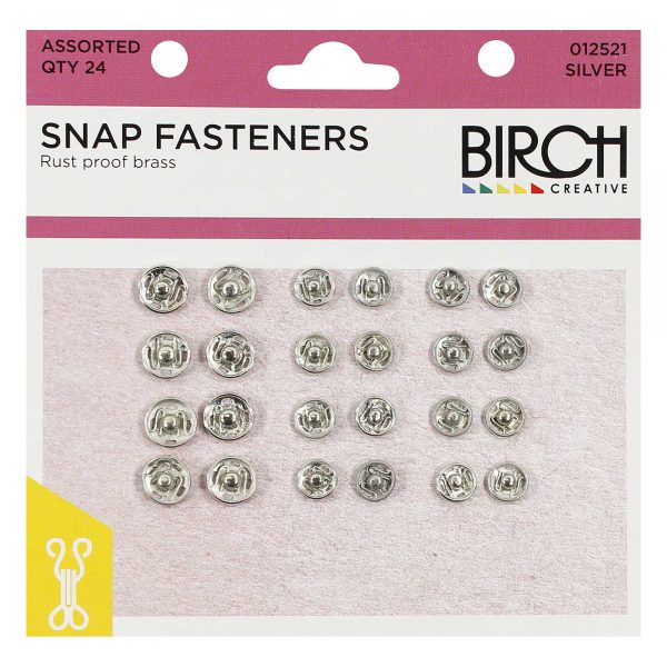 Press Studs Nickel - Assorted Sizes PK 24