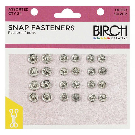 Press Studs Nickel - Assorted Sizes PK 24