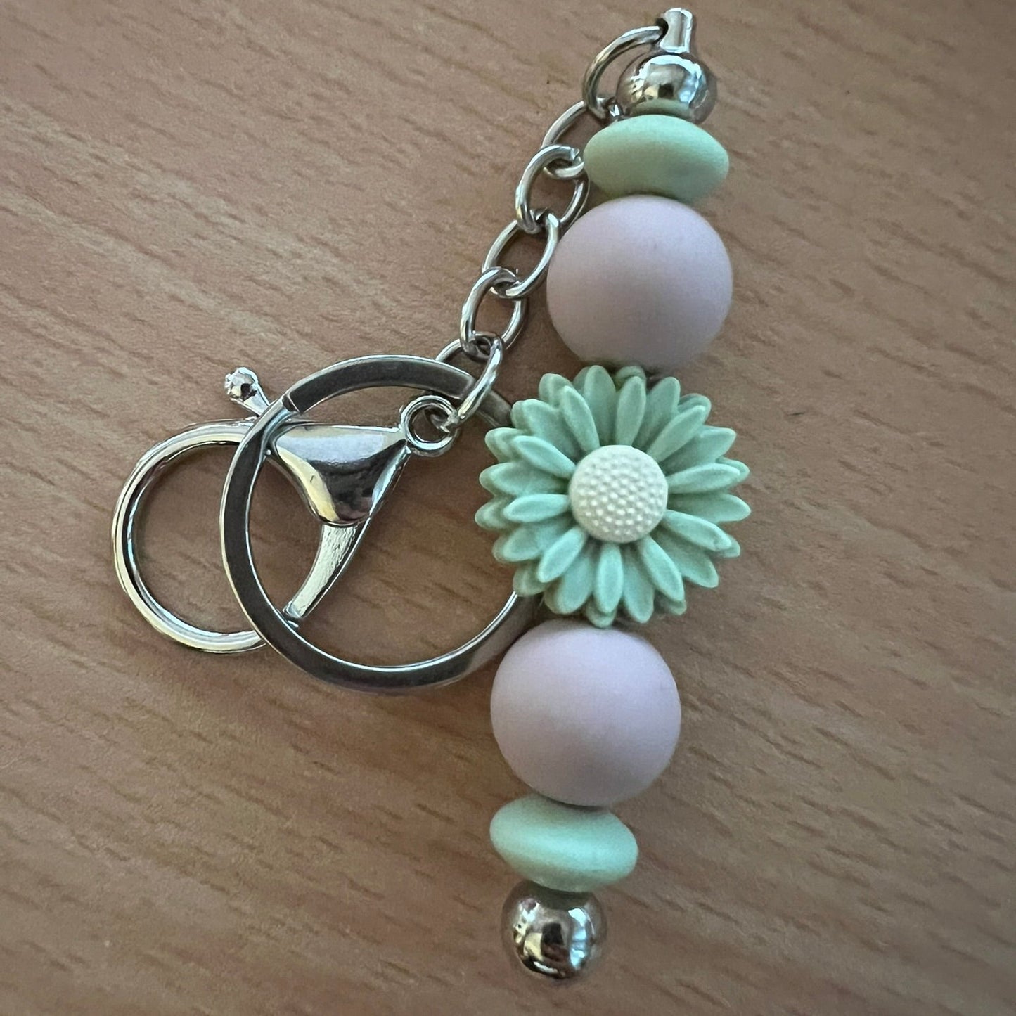 Beaded Keyring - Sage Sunflower