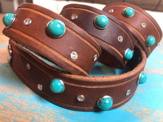 Turquoise Leather Cuff