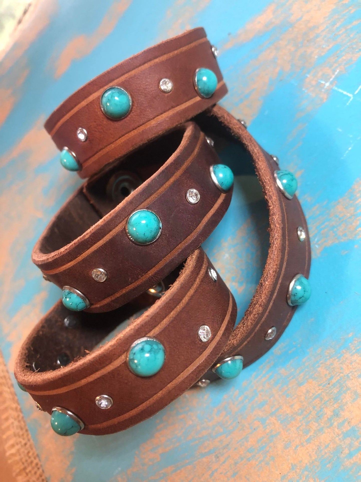 Turquoise Leather Cuff