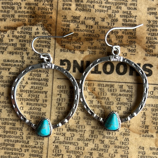 Silver & turquoise circle earrings