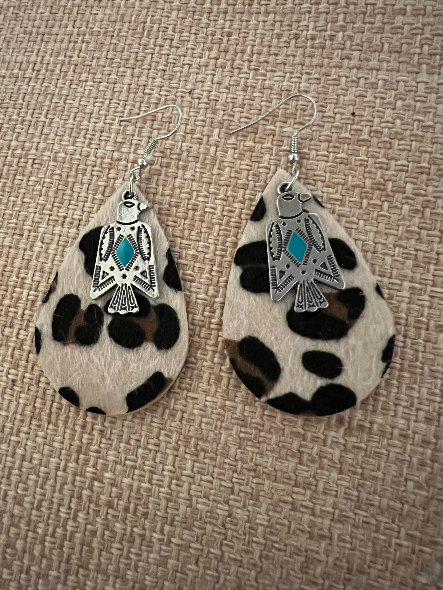 Thunderbird & leopard earrings -022