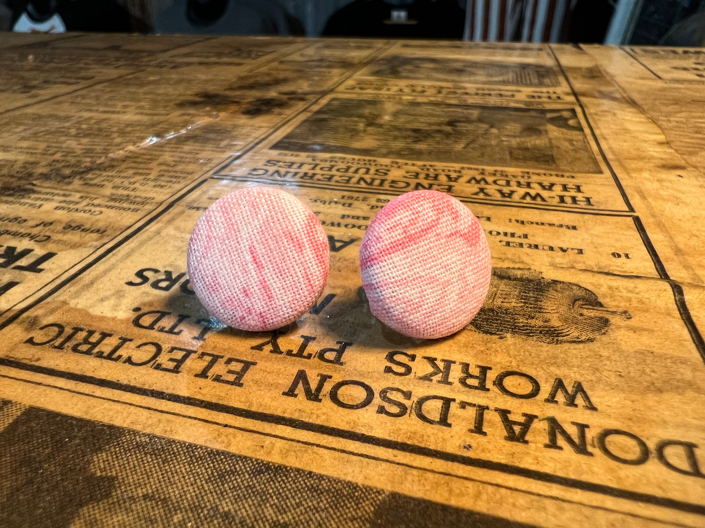 Small button earrings (pinks) -017