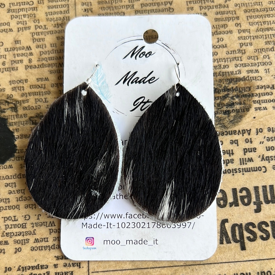 Black & White cowhide teardrop earrings - M023