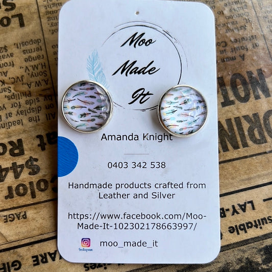 Gold & feather studs - M024