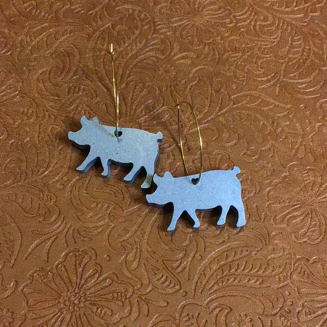 Blue Pig resin earrings - 014